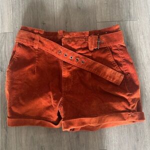 Express Corduroy Belted Burnt Orange Shorts 2” - Size 12